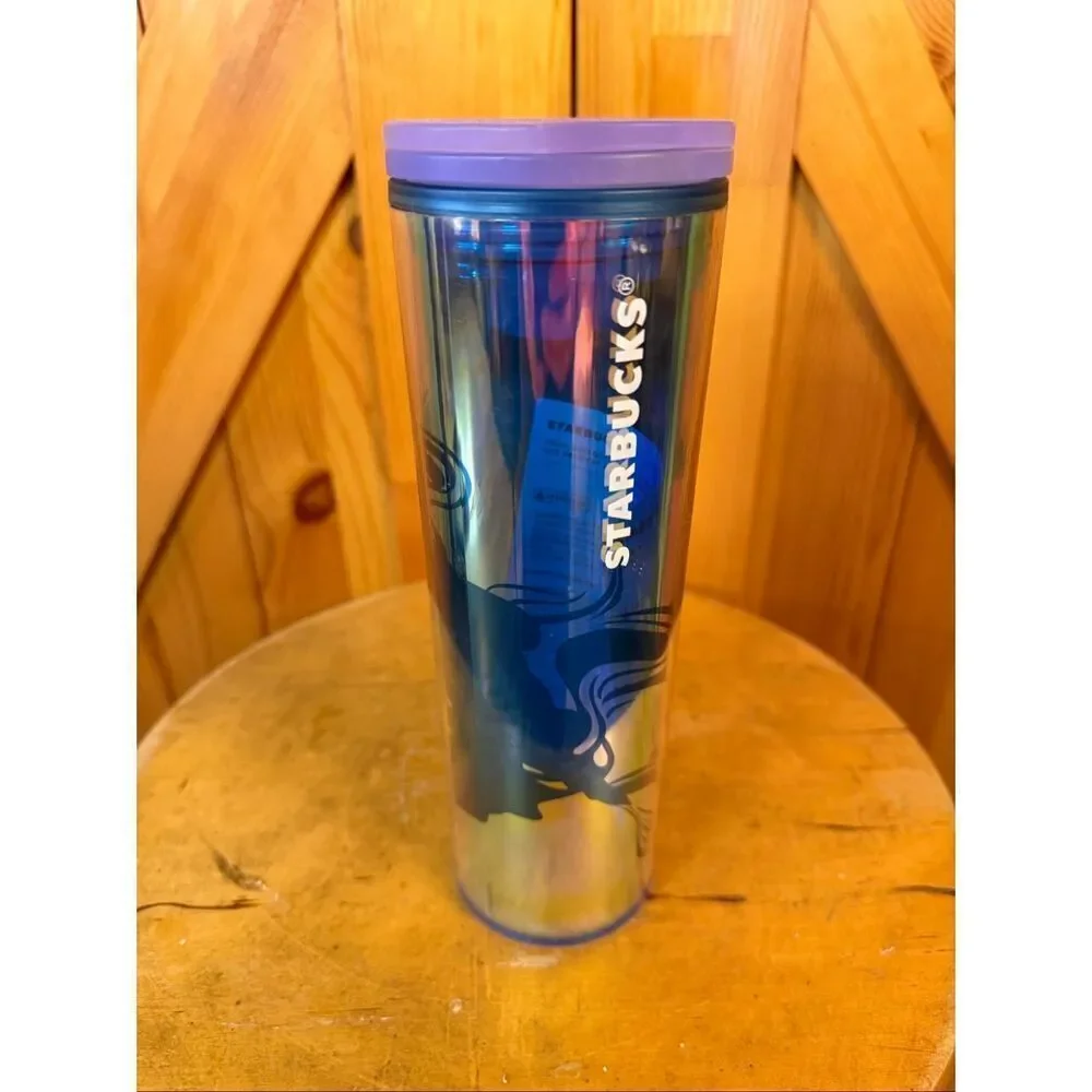 STARBUCKS Mermaid Siren Iridescent Double Tail Purple Lilac Green Tumbler 16oz (